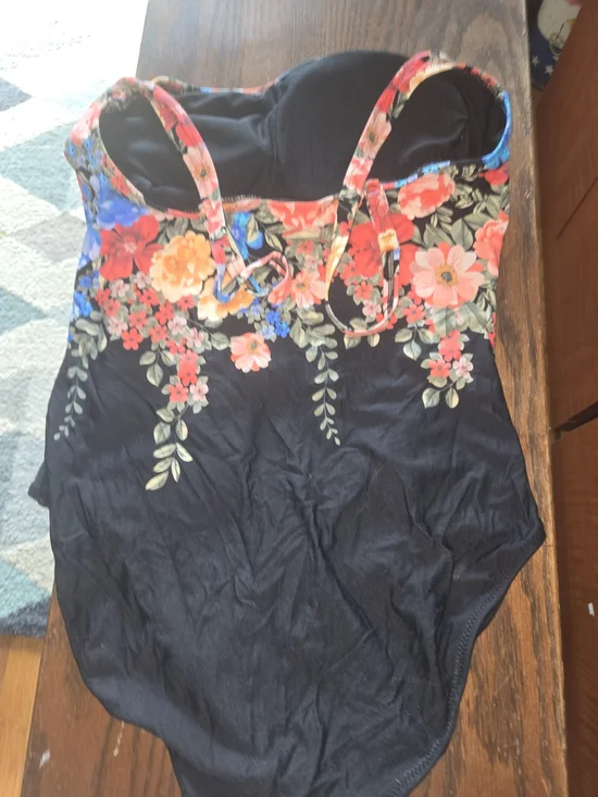 Johnny Was Floral Black One-Piece Swimsuit XL - Picture 4 of 6